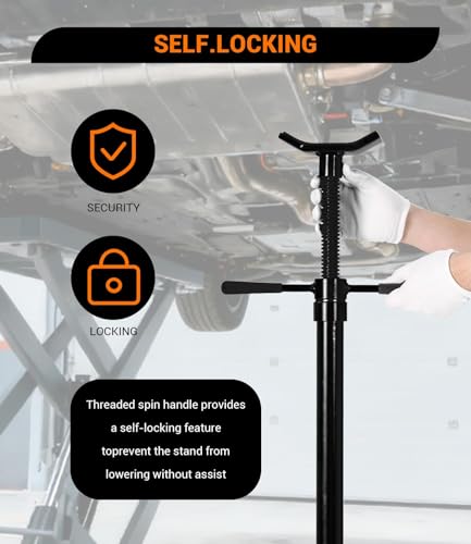 2PACK Underhoist Support Stand, 3/4 Ton Jack Stand, Under Hoist Stand for Vehicle Lifting & Support, 1655Lbs Capacity, Lifting from 38.4 to 75.4Inch, - color: Black | Round Base