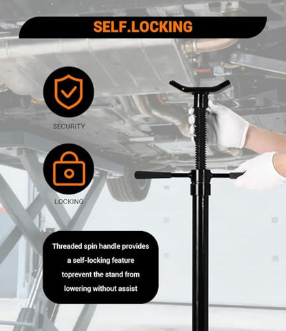 2PACK Underhoist Support Stand, 3/4 Ton Jack Stand, Under Hoist Stand for Vehicle Lifting & Support, 1655Lbs Capacity, Lifting from 38.4 to 75.4Inch, - color: Black | Round Base