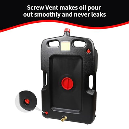PONO AA075 Portable Oil Drain Pan, 15 Gallon Low Profile Oil Drain Container-58 Quart Large Opening with Seal Cap Oil Change Pan for Trucks, Buses, RVs