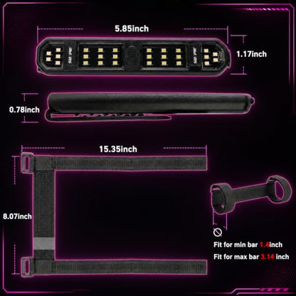 SUNPIE Pink Dome Lights Universal Interior Lights for Roll Bar w/Magnet Compatible with Polaris Can am Honda Pioneer/Talon Kawasaki Mule/Terxy Arctic Cat Jeep Wrangle All Model, w/28 LED - color: 1 PC of Pink