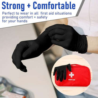 Chicingyou 30 Pairs Disposable Emergency Glove Individually Packaged Travel Gloves Travel Trauma Nitrile Essential Glove (Black) - color: Black