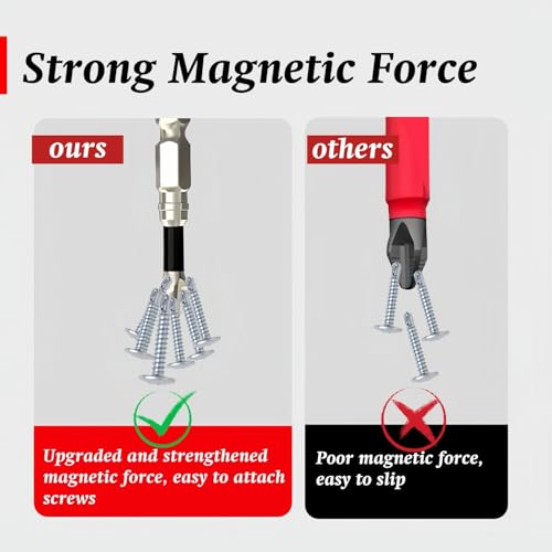 Magnetic Non-Slip Drill Bit Kit - High Magnetic S2 Alloy Steel Screwdriver Bits, Anti-Slip Hex Shank Set (25/50/65/70/90/150mm) for Impact Driver & Electric Drill (10, 90L) - size: 90L