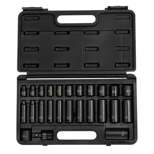 SUNEX TOOLS 3325 3/8-Inch Drive SAE Master Impact Socket Set., Standard/Deep, 6-Point, Cr-Mo, 5/16-Inch - 1-Inch, 25-Piece