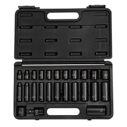 SUNEX TOOLS 3325 3/8-Inch Drive SAE Master Impact Socket Set., Standard/Deep, 6-Point, Cr-Mo, 5/16-Inch - 1-Inch, 25-Piece