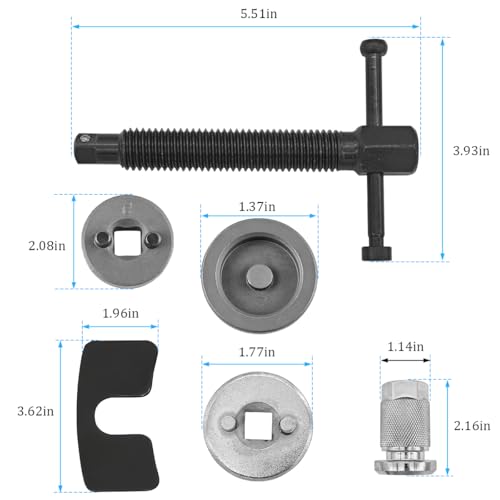 Car Brake Piston Wind Back Tool, Automotive Brake Caliper Piston Rewind Kits, Right Handle Set Vehicle Rare Brake Pad Replacement Tools, Universal for RV, SUV, Truck - size: 5 PCS/Set