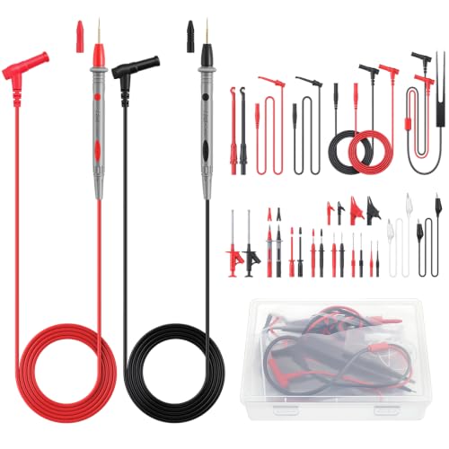 BTNTA 30PCS Silicone Multimeter Test Leads Kit CAT III 1000V 20A | Replaceable Probes, Alligator Clips, Test Hooks, Tweezers, 4mm Banana Plug for Automotive Home Industrial Electrical Testing - style: 30PCS