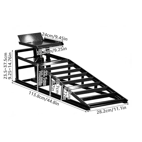 Hydraulic Car Ramps, 2-Pack 11000LBS Capacity, Adjustable 9.3-14 Inch Low Profile Design with Anti-Slip Surface for Oil Change on Cars, SUVs, Trucks (Black)