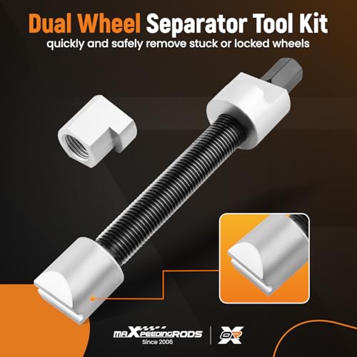 maXpeedingrods Dual Wheel Separator Tool Kit, 4 Pcs Wheel Hub Removal Tool | One-Piece Pusher Dual Wheel Separator Tool Set with 11 Threads, for Truck, Bus, Van, Trailer - style: for Truck, Bus, Van, Trailer