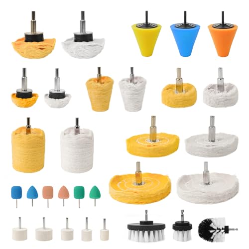 Unicaravan Aluminum Wheel Polishing Kit for Drill Buffing Wheel 31PCS | For Car Motorcycle Wheel Rim Manifold Polishing for Stainless Steel Chrome Plastic Ceramic Glass Woods Machine Jewelry etc - style: 31PCS
