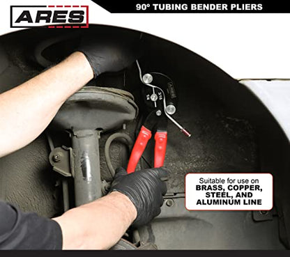 ARES 10031 – 90 Degree Tubing Bender Pliers – 3/16", 1/4", 5/16", 3/8" Brake and Fuel Line Diameters – Works on Brass, Copper, Steel, and Aluminum Tubing - size: 90 Degree Tubing Bender Pliers