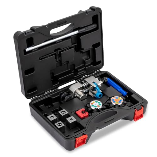 Professional Brake Line Flaring Tool Kit 45/37 Degree Set - Single, Bubble, and Double Flares for 3/16"–3/8", Brake Repair Brake Flaring Tools Brake Line and Tubing Flaring Tool