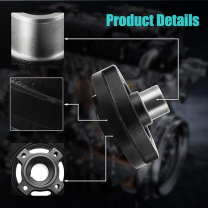 AULINK 594-024 Harmonic Balancer Crankshaft Pulley 4.2L 5.0L 5.8L V8 | For Ford F150,F250,F350,Mustang,Thunderbird,Custom,E150 E250 E350 Econoline For Lincoln Town Car, Continental