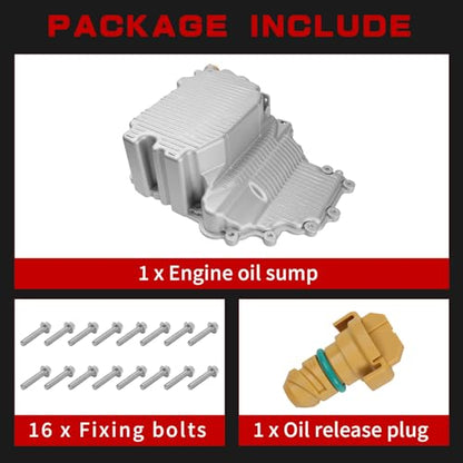 HL3Z-6675-A Upgraded Aluminum Engine Oil Pan Kit Compatible with Ford F-150 3.5L 2017-2019, F-150 3.3L 2018, Expedition 3.5L 2018-2019, Lincoln Navigator 3.5L 2018
