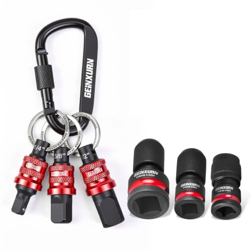 Geinxurn 6Pcs Socket Holder Keychain, 1/4"3/8"1/2" Drive Quick Release & Quick Change Socket Set Organizer with Square Drive Socket for Lineman, Electricians, Construction Crews Outdoor Work - style: B01K006
