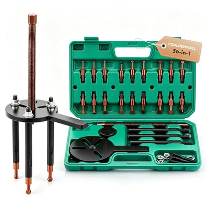CGOLDENWALL 33-in-1 Bearing Puller Set with 6 Sets of Puller Heads 3-Jaw Hook Puller Multifunctional Bearing Removal Tool for Harvester/Mechanical Equipment/Automobile/Bicycle/Gearbox Bearings