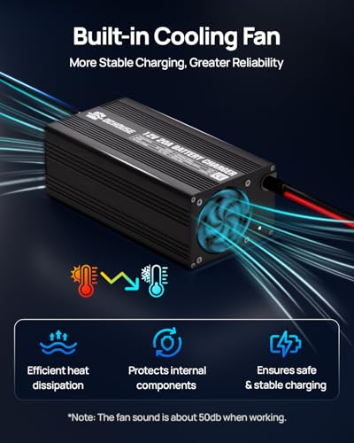 DC House 12V 20A Lithium Battery Charger, 14.6V LiFePO4 Charger with Battery Quick Connector & LED Indicator, Smart 300W Fast Charging for 12V Boat/RV Battery, Solar Systems, Off Grid, Homes