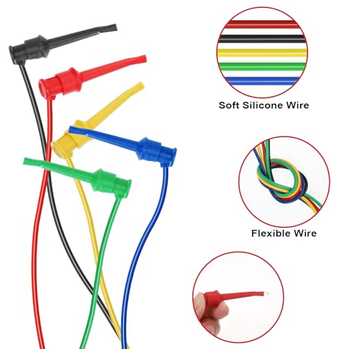 Sumnacon Multimeter Test Lead Set - 5Pcs Stackable Banana Plug to Test Hook Wire Cable Kit with Protective, Flexible Wire Leads for Electrical Testing 500V/5A 6.6Ft/2M - size: 6.6 ft