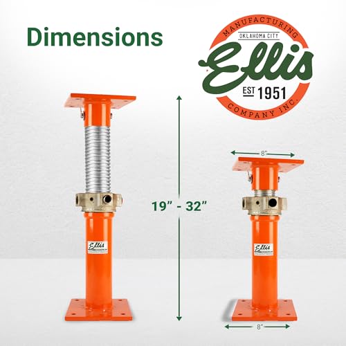 ELLIS Heavy-Duty Adjustable Steel Shore - Basement House Jack for Floor Leveling, Foundation, Beams & Concrete Bracing - 48,000 lb Capacity, 19"-32" Adjustable Support - size: 19" - 32" Adj. Safe Load Capacity (48,000 lb)