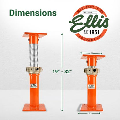ELLIS Heavy-Duty Adjustable Steel Shore - Basement House Jack for Floor Leveling, Foundation, Beams & Concrete Bracing - 48,000 lb Capacity, 19"-32" Adjustable Support - size: 19" - 32" Adj. Safe Load Capacity (48,000 lb)