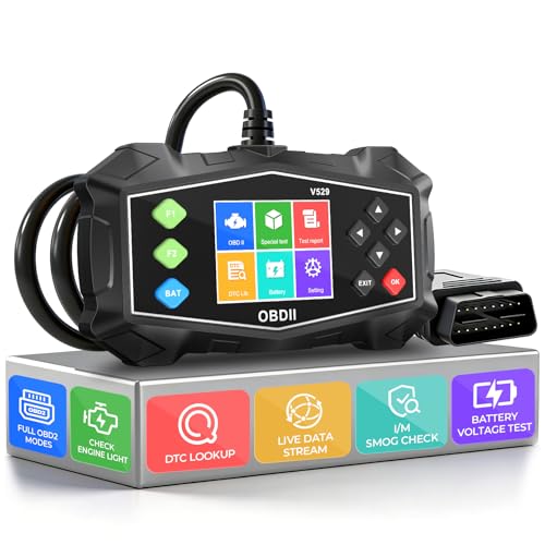 OBD2 Scanner Engine Code Reader, V529 OBDII Diagnostic Tool Battery Tester, Live Data, I/M Readiness for Most Vehicles with 2.8” Color Screen
