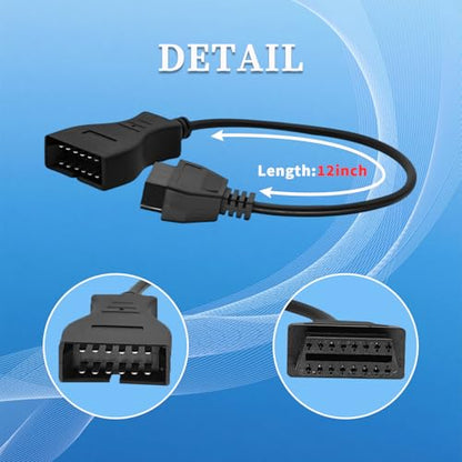 OBD1 to OBD2 GM Adapter Cable, Compatible for GM Vehicles 12 Pin Male to 16 Pin Female Obd2 Extension Diagnostic Connector, Work with ELM327 - style: Fit for gm-12pin