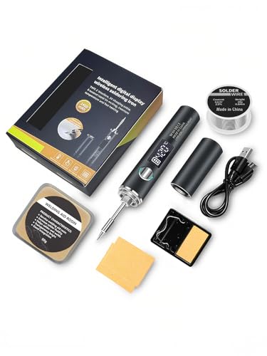Cordless Soldering Iron Kit Micro Portable Soldering Kit Rechargeable USB-C Electric Soldering Pen Fast Heating Auto Sleep/Off Soldering Gun Kit for Electronics Repair Jewelry DIY