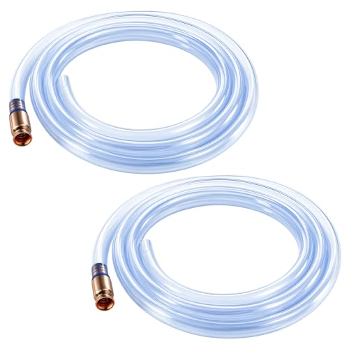 2 Pack 10FT Shaker Siphon Hose, 1/2" Gas Siphon Pump for Fuel Transfer | Self-Priming Copper Valves, Reusable PVC Hoses for Gasoline, Diesel and Water Transfer, for Gas Cans, Boats and Equipment - size: 2 Pack 10FT