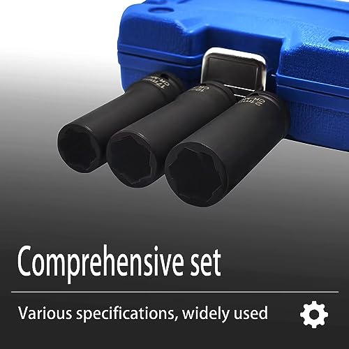 3PCS Twist Lug Nut Socket Set, 1/2" Drive Bolt Nut Extractor Tool | Metric, 17mm, 19mm, 21mm Socket, Damaged Nut Lock Remover, Rusted, Stripped, Screws, Stuck Locking Nut Removal - color: 3pcs Wheel Lug Nut Extractor 1/2 Inch Drive