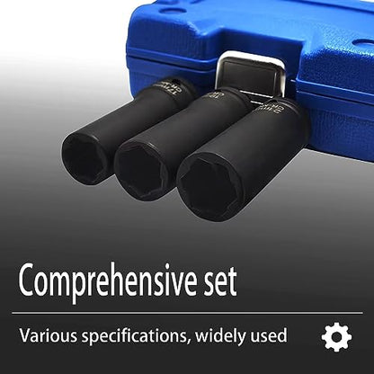 3PCS Twist Lug Nut Socket Set, 1/2" Drive Bolt Nut Extractor Tool | Metric, 17mm, 19mm, 21mm Socket, Damaged Nut Lock Remover, Rusted, Stripped, Screws, Stuck Locking Nut Removal - color: 3pcs Wheel Lug Nut Extractor 1/2 Inch Drive
