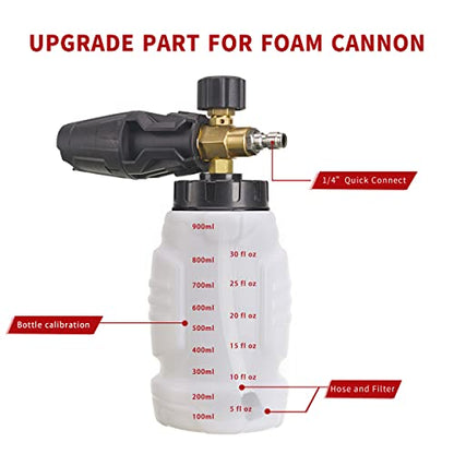 Tool Daily Foam Cannon, 1/4 Inch Quick Connect, Power Washer Foam Cannon with 5 Pressure Washer Nozzles,1 Liter - size: 1 L