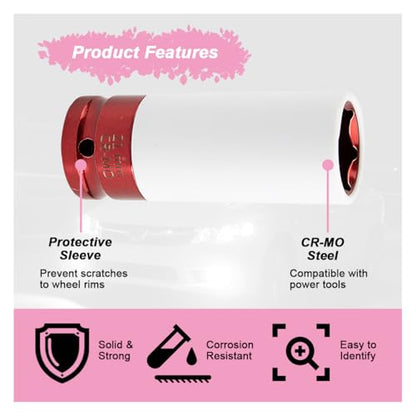 1/2" Drive 21 mm Lug Nut Impact Socket, CR-MO Thin Wall Deep Lug Nut Socket, Non-Marring Wheel Rim Protector Sleeve, Auto Tire Repair Maintenance Accessories (21MM) - size: 21MM