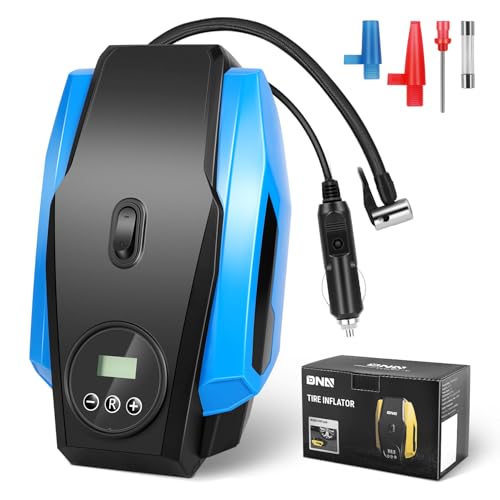 DNA MOTORING Tire Inflator Portable Air Compressor, 12V DC Air Pump for Car Tires, Bike, Motorcycle, Ball, Electric Bike Tire Pump with Pressure Gauge, LED Light, Auto Shut Off, Blue, TOOLS-00679-BL - style: Standard blue