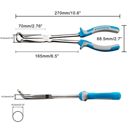 SPEEDWOX Long Reach Hose Grip Pliers 11 Inches Circle Plier Serrated Jaws Ring Nose Pliers for Mechanics Technicians Contractors High Leverage Professional Tool Non-slip TPR Handle - style: Hose Grip Pliers