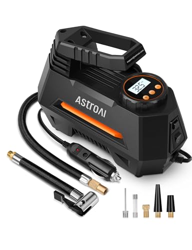 AstroAI AIRUN H Tire Inflator Portable Air Compressor,Fast Inflation Electric Air Pump for Car Tires-Car Accessories,9.8Ft Cord-12VDC-Powered Auto Shut-Off with Digital Pressure Gauge,LED Light,Orange - color: Orange, size: Large