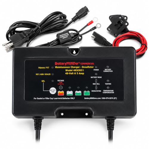 BatteryMINDer 48 Volt Golf Cart Battery Charger, Maintainer & Desulfator – Smart Automatic Trickle Charger that Helps Restore Sulfated Lead Acid Batteries