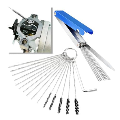 Carburetor Torch Tips Jet Remove Cleaner Made of Stainless Steel, Airbrush Cleaning Kit, 13 Cleaning Set+5 Nylon Brushes+10 Cleaning Needles+1 Throttle Wrench for Motorcycle Welder Carb Cleaner - size: 1 Set with Cleaning Needles