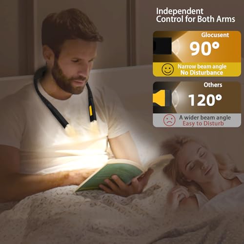 Neck Light,Book Lights for Reading at Night,3 Modes 4 Light Portable Rechargeable1200mAh, Perfect for Night Crochet Knitting Cross Stitch Crafting,Book Lovers Gift - color: Black