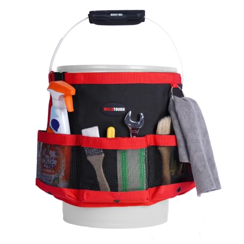 MELOTOUGH Bucket Car Wash Tool Organizer for Garden Tools Fit 3.5 to 5 Gallon Bucket (Red) - color: Red