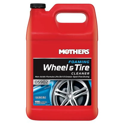 Mothers Foaming Wheel & Tire Cleaner, 1 Gallon (05902) | Foaming Action Lifts Brake Dust & Grime, Safe for Factory-Coated Wheels, Restores, Cleans, Finishes Fast, Spot-Free Rinse - size: 128 Ounce (Pack of 1)
