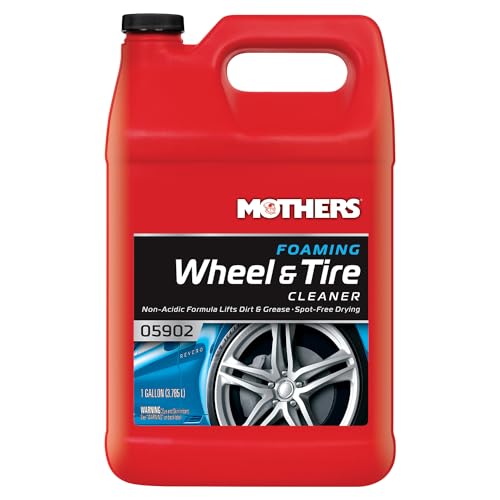 Mothers Foaming Wheel & Tire Cleaner, 1 Gallon (05902) | Foaming Action Lifts Brake Dust & Grime, Safe for Factory-Coated Wheels, Restores, Cleans, Finishes Fast, Spot-Free Rinse - size: 128 Ounce (Pack of 1)
