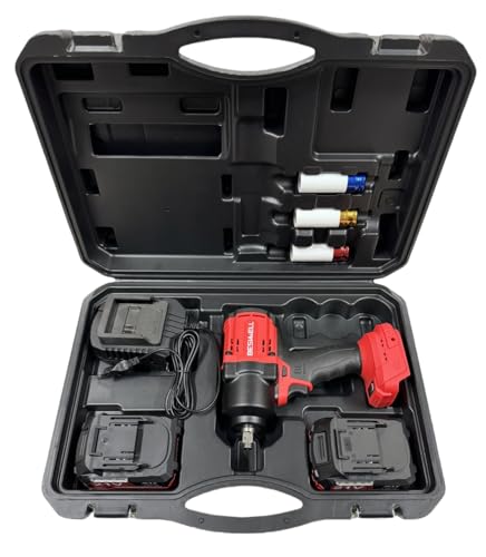 BESWELL CIW-112B 1/2" Cordless Impact Wrench Kit with 2x 4.0Ah Batteries | 885 Ft-Lbs brushless electric gun. Includes 2 batteries, charger, 3pcs deep sockets & case for fast car tire repair.