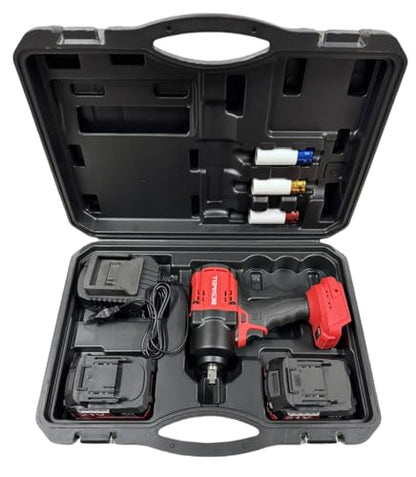 BESWELL CIW-112B 1/2" Cordless Impact Wrench Kit with 2x 4.0Ah Batteries | 885 Ft-Lbs brushless electric gun. Includes 2 batteries, charger, 3pcs deep sockets & case for fast car tire repair.