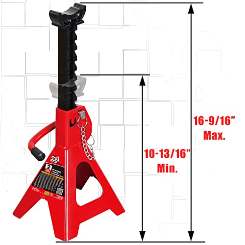 BIG RED T815016L Torin Hydraulic Low Profile Aluminum and Steel Racing Floor Jack, 1.5 Ton (3,000 lb) Capacity, Blue & T42002A Torin Steel Jack Stands: Double Locking, 2 Ton (4,000 lb) Capacity, Red