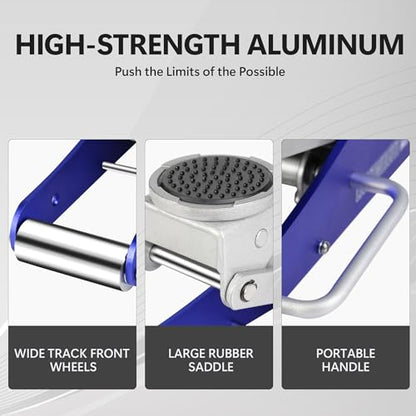 1.5T Low Profile Racing Jack, 3000 lb, Dual Pump, Aluminum and Steel, Blue | Lightweight aluminum/steel, dual-pump quick lift, 3.5"-14" range, side handle, safety overload. - size: 1.5T Aluminum & Steel Blue