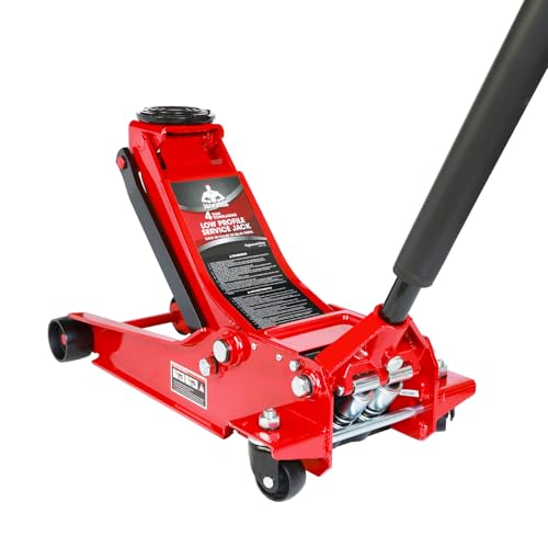 Jack Boss 4 Ton Floor Jack Hydraulic Low Profile Floor Jack with Dual Piston Quick Lift Pump, 4 Ton (8,800 lbs) Capacity, Red - color: Red, size: 4 Ton Dual Piston
