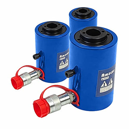AMZCNC 20T Hydraulic Cylinder Jack Hollow Single Acting Hydraulic Ram Cylinder 4"(100mm) Hydraulic Lifting Cylinders (20T 4Inch Hollow) - size: 20T 4Inch