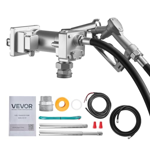 VEVOR Fuel Transfer Pump, 12V DC 15 GPM, Cast Iron Diesel Transfer Pump Kit, with Manual Shut-Off Nozzle, Discharge Hose, Overheat Protection, 1/3 HP Explosion-Proof, for Gasoline Diesel Kerosene - size: 12V 15GPM Gear Design