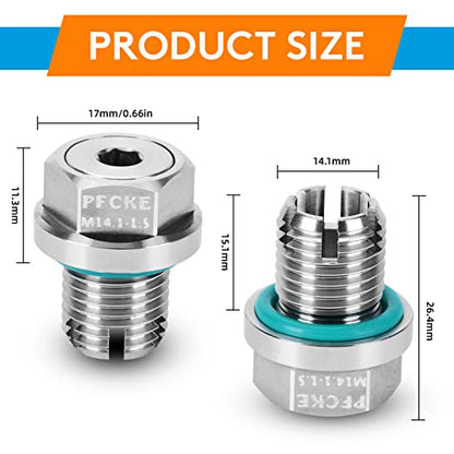 M14.1-1.5x 15mm Oil Drain Plug Oversize Piggyback, Stainless Steel Self Tapping Oil Pan Thread Repair Kit with O-Ring,and Hexagonal Wrench - color: Repair Plug, size: M14.1-1.5x15
