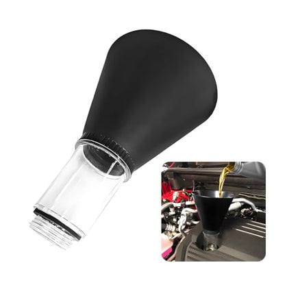 Car Engine Oil Funnel, Vehicle Threaded Locking No Spill Spout Directly into Filler Funnel, Automotive Diesel Change Tool, Compatible with Avalon Tercel Venza (Black) - color: Black