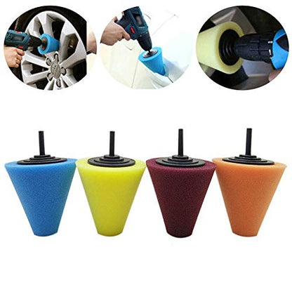 car polishing kit Car Wheel Hub Polish Buffing Polishing Sponge Cone Metal Foam Pad for Car Wheels Car Doors and Handles 4Pcs